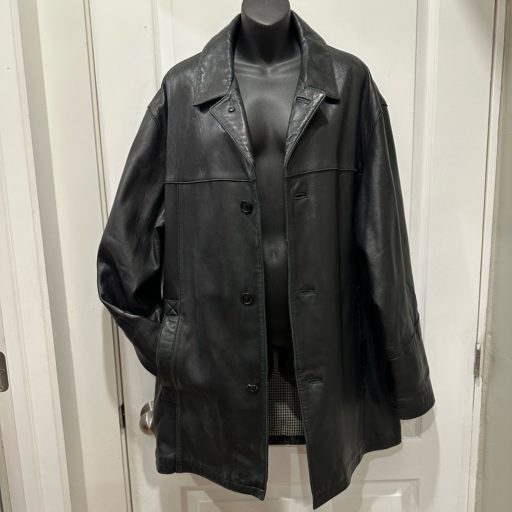 Guy Laroche Black Leather Coat